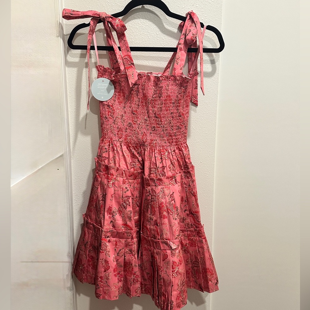 Pink Floral Tie-Shoulder Mini Dress - Picture 4 of 5